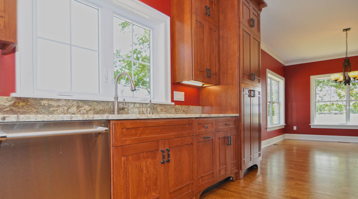 ICH Builders Mt. Sterling residence custom build close up view of kitchen cabinets